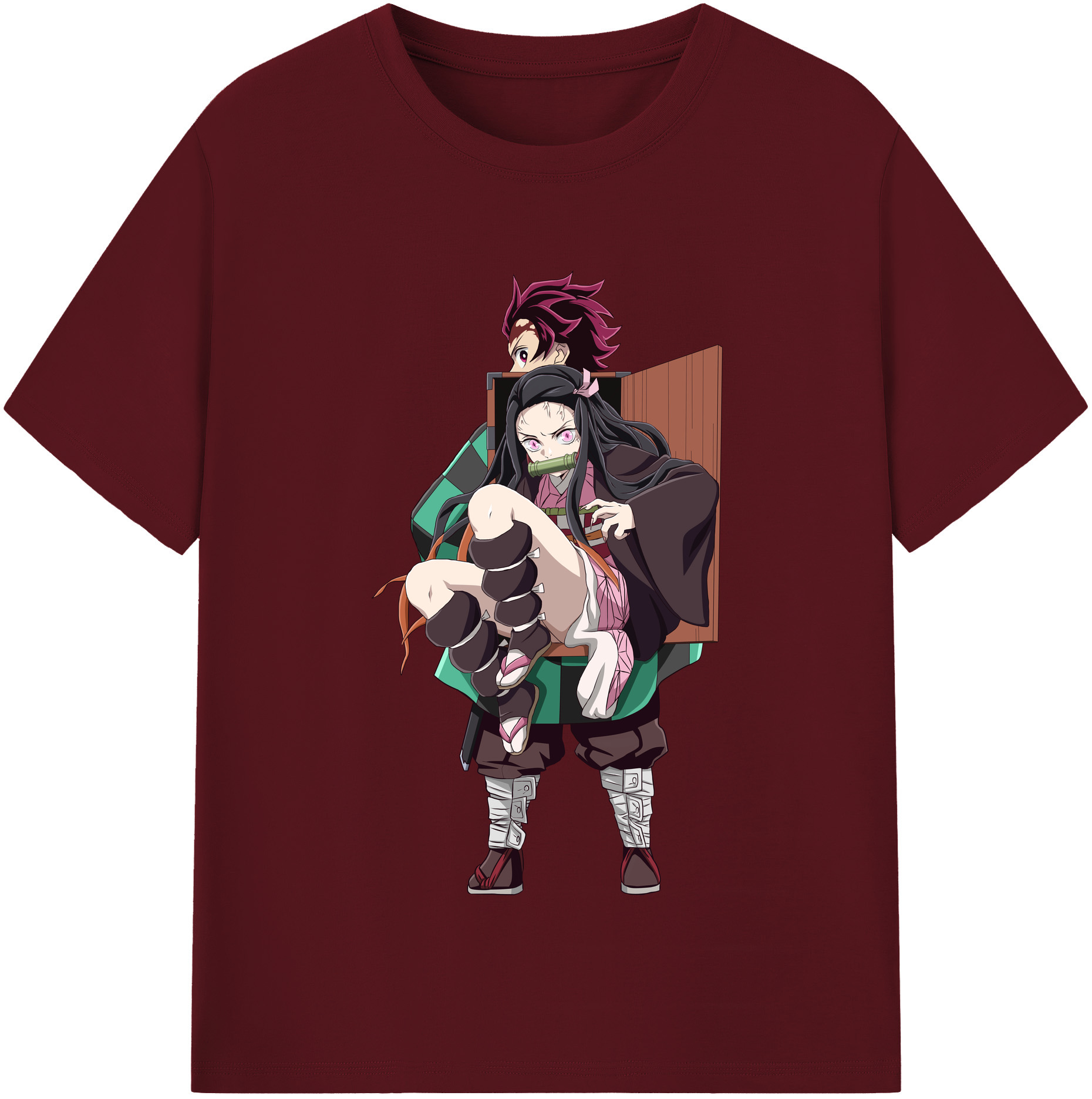 （画像用） 鬼滅の刃（きめつのやいば）竈門 禰󠄀豆子／かまど ねずこ Kamado Nezuko 綿100％半袖Tシャツ（フロントプリント）